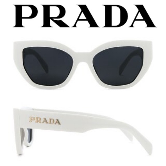 Prada SPR A09 Cat Eye Sunglasses in White - Picture 1 of 11